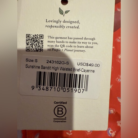 NWT Spell Boho Sunshine Bandit High Waisted Brief in Cayenne Size Small - Picture 7 of 9